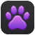 Purple paw print icon on a white background