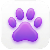 Purple paw print icon on a white background